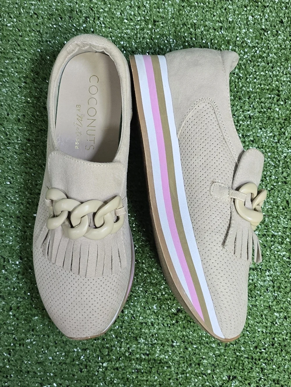 COCONUTS by Matisse Bess Light Beige EVA Platform Loafer Sneaker Hybrid Size 8